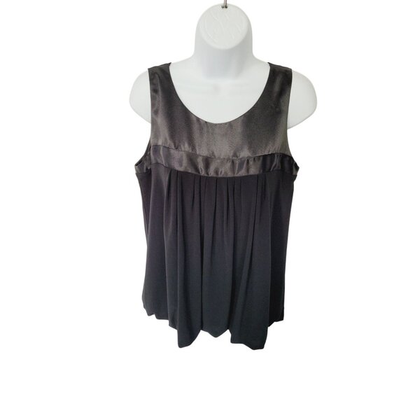 Joseph Ribkoff Black Sleeveless Balloon Hem Top Size 10 Satin Trim Elegant Desig - Picture 8 of 9